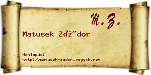Matusek Zádor névjegykártya